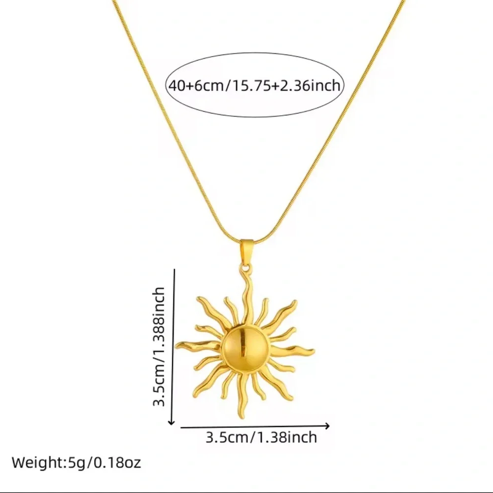 New Stainless Steel 18K GOLD SUN Necklace